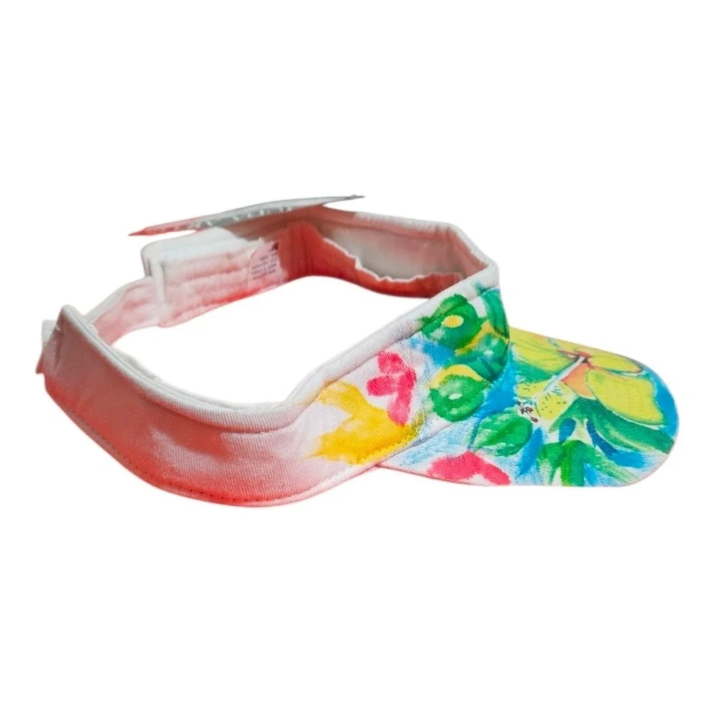 Bermuda Artist Joan K Aspinall Floral Sun Visor Hand Painted Hibiscus Cotton New